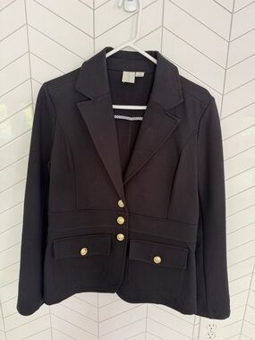 Joie Women's Black Military Blazer with Gold Buttons-Stretch Size M